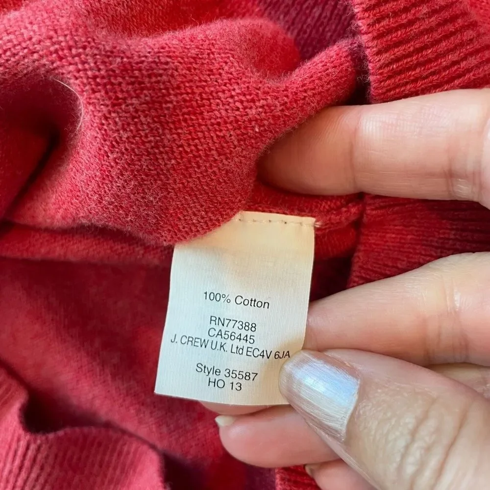 J.Crew Red Long Sleeve V-Neck Pullover Sweater Mens Small